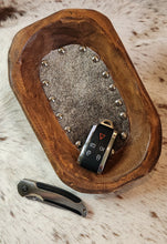 VALET TRAY WOOD BOWL w/HAIR ON HIDE