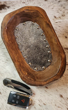 VALET TRAY WOOD BOWL w/HAIR ON HIDE