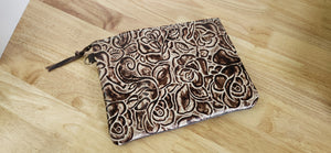 EMBOSSED LEATHER ZIPPER POUCH