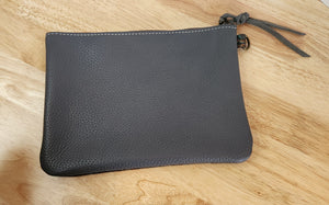 EMBOSSED LEATHER ZIPPER POUCH