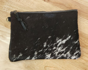 LEATHER HAIR ON HIDE ZIPPER POUCH