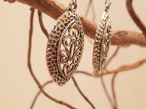 SILVER CARVED EARRINGS NO. 85