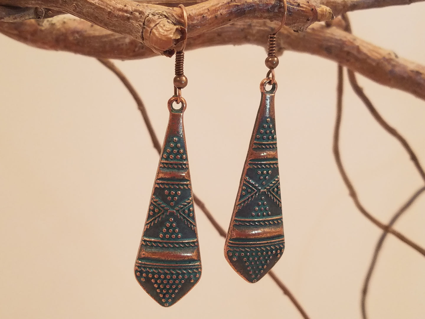 BOHEMIAN TIBETAN ANTIQUE COPPER EARRINGS