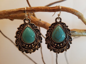 ANTIQUE SLIVER AND TURQUOISE EARRINGS