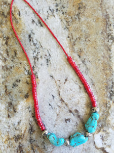 ATHOL - TURQUOISE & CORAL NECKLACE