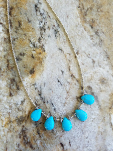 MALTA - BEADED TURQUOISE & SILVER NECKLACE