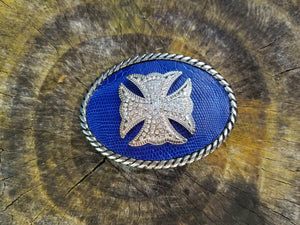 LIZARD SKIN AND MALTESE CROSS BELT BUCKLE