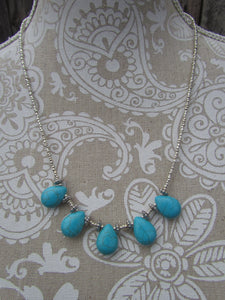 MALTA - BEADED TURQUOISE & SILVER NECKLACE