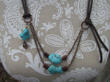 OLD TOWN - TURQUOISE LEATHER NECKLACE