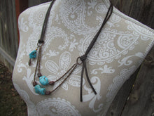 OLD TOWN - TURQUOISE LEATHER NECKLACE