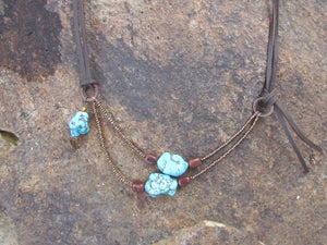 OLD TOWN - TURQUOISE LEATHER NECKLACE